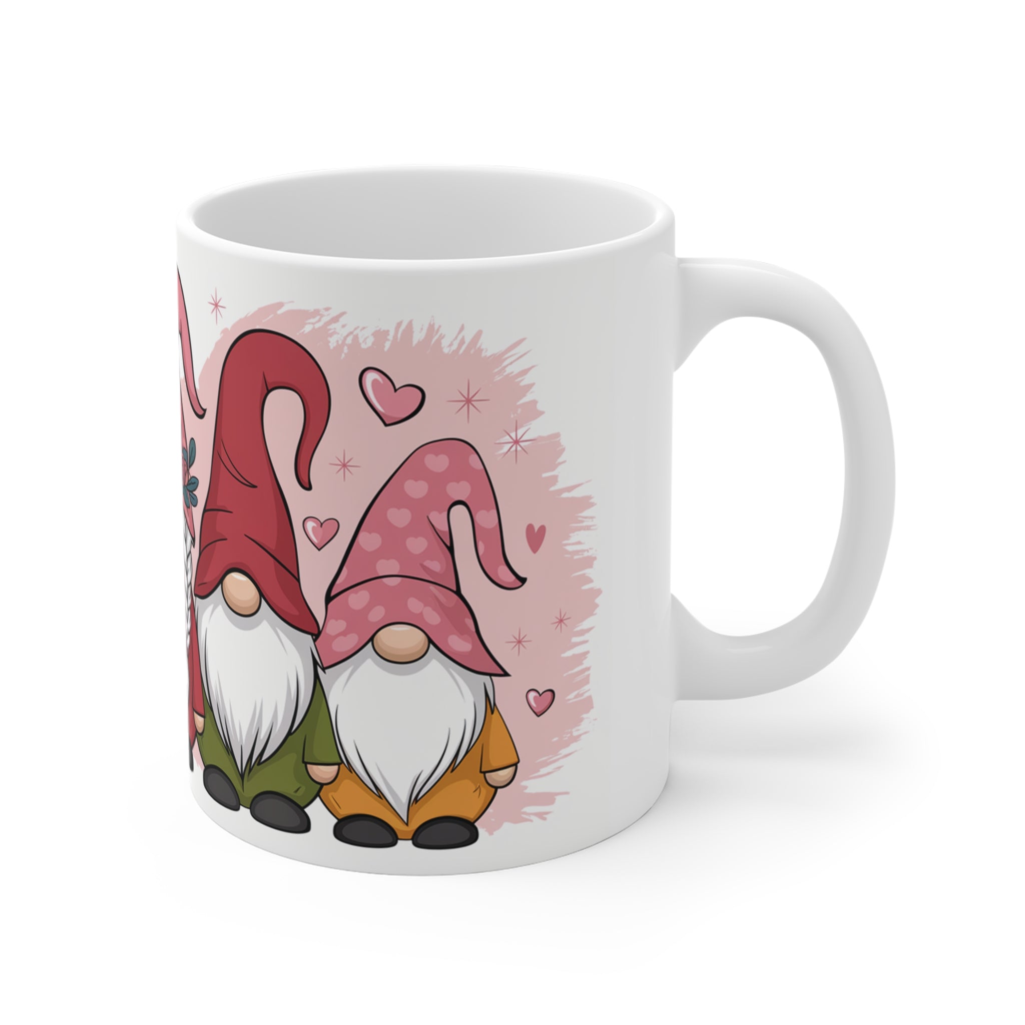 Sevimli Aşk Cüceleri Porselen Kupa – Kalp Temalı Tasarım