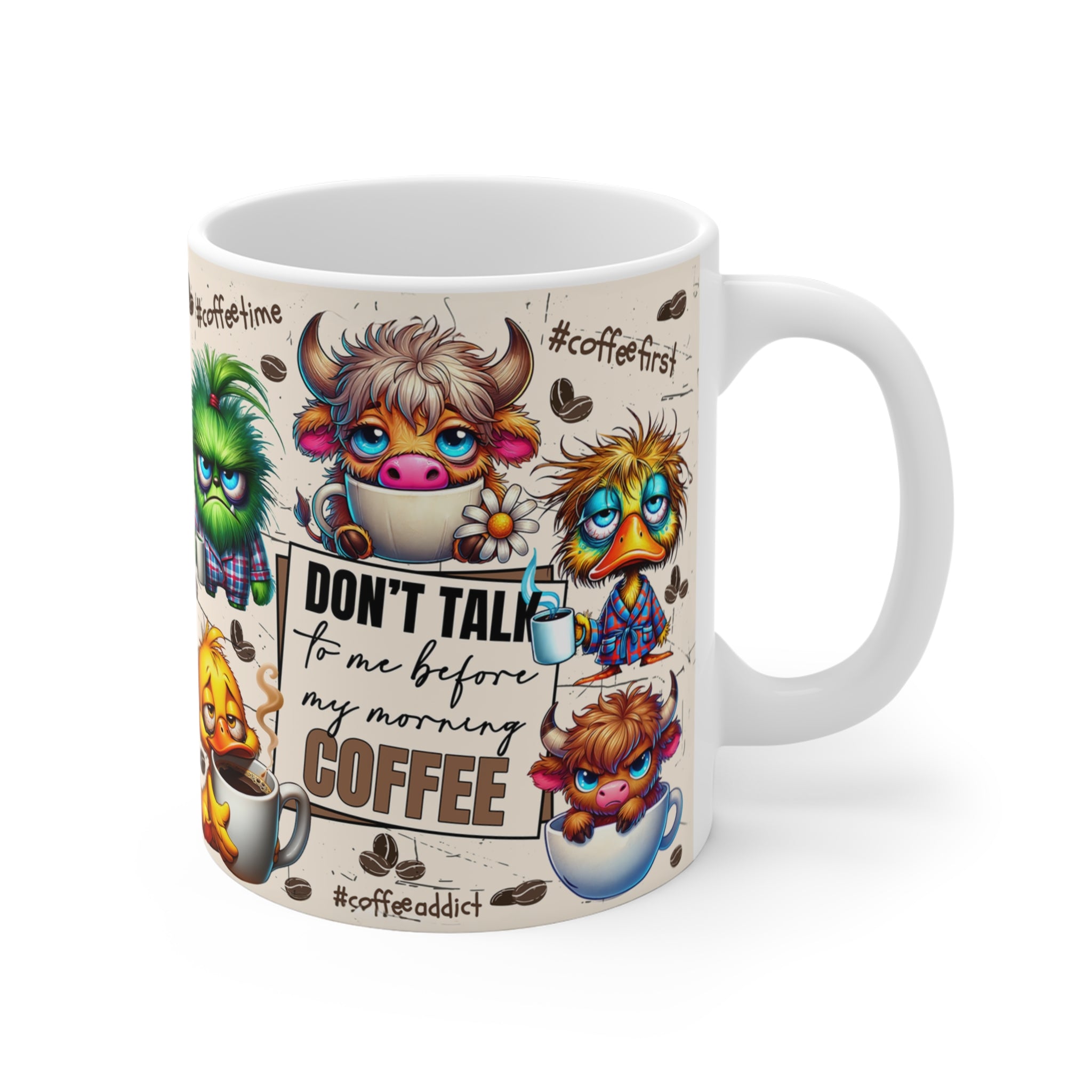 Don’t Talk Before My Morning Coffee – Eğlenceli Hayvan Figürlü Porselen Kupa