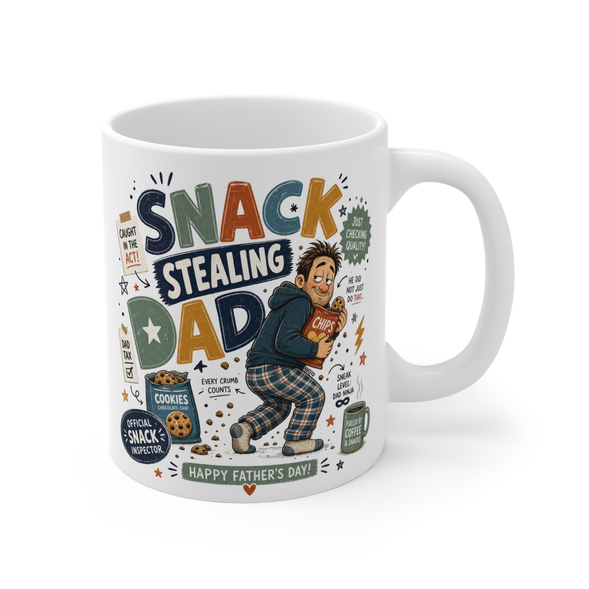 Snack Stealing Dad Porselen Kupa – Eğlenceli Babalar Günü Kupası