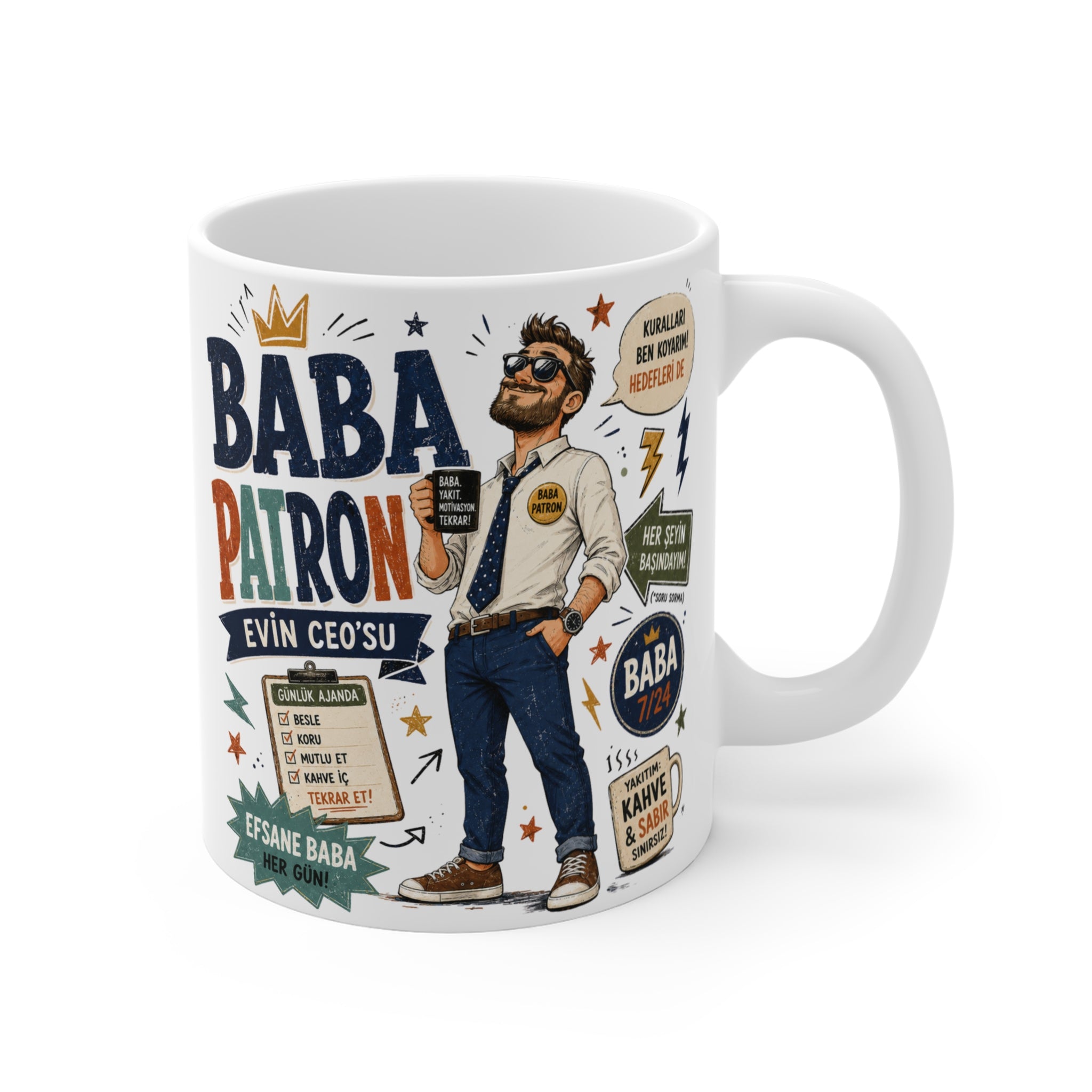 Baba Patron Porselen Kupa – Evin CEO’su Eğlenceli Baba Kupası
