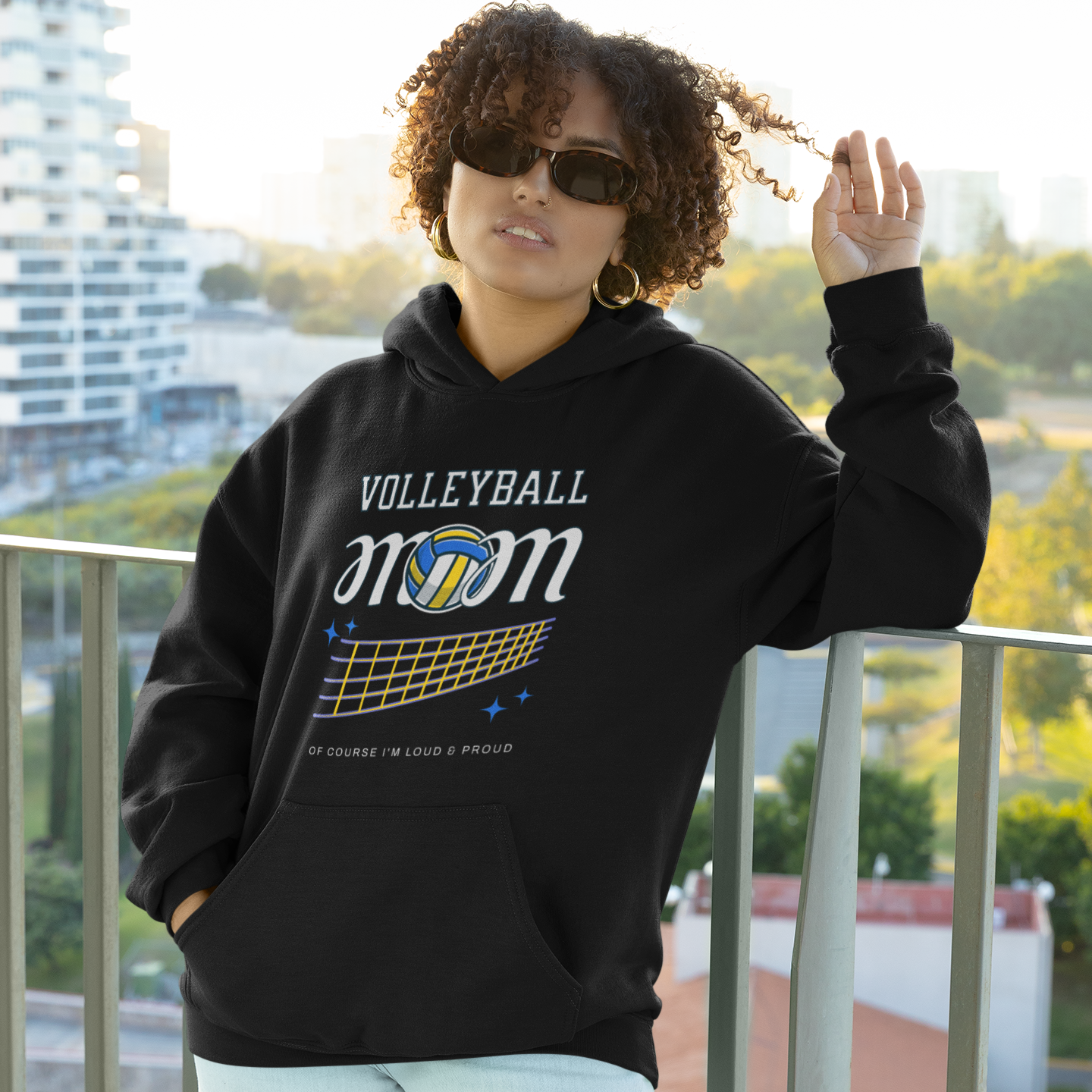 Volleyball Mom – Baskılı Kapüşonlu Oversize Sweatshirt
