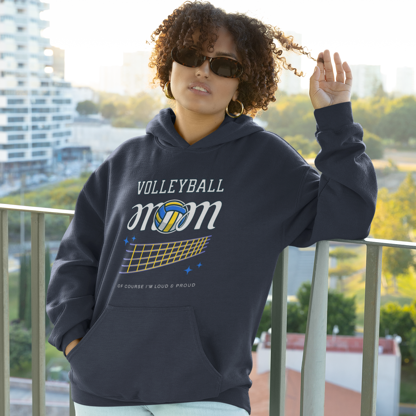 Volleyball Mom – Baskılı Kapüşonlu Oversize Sweatshirt