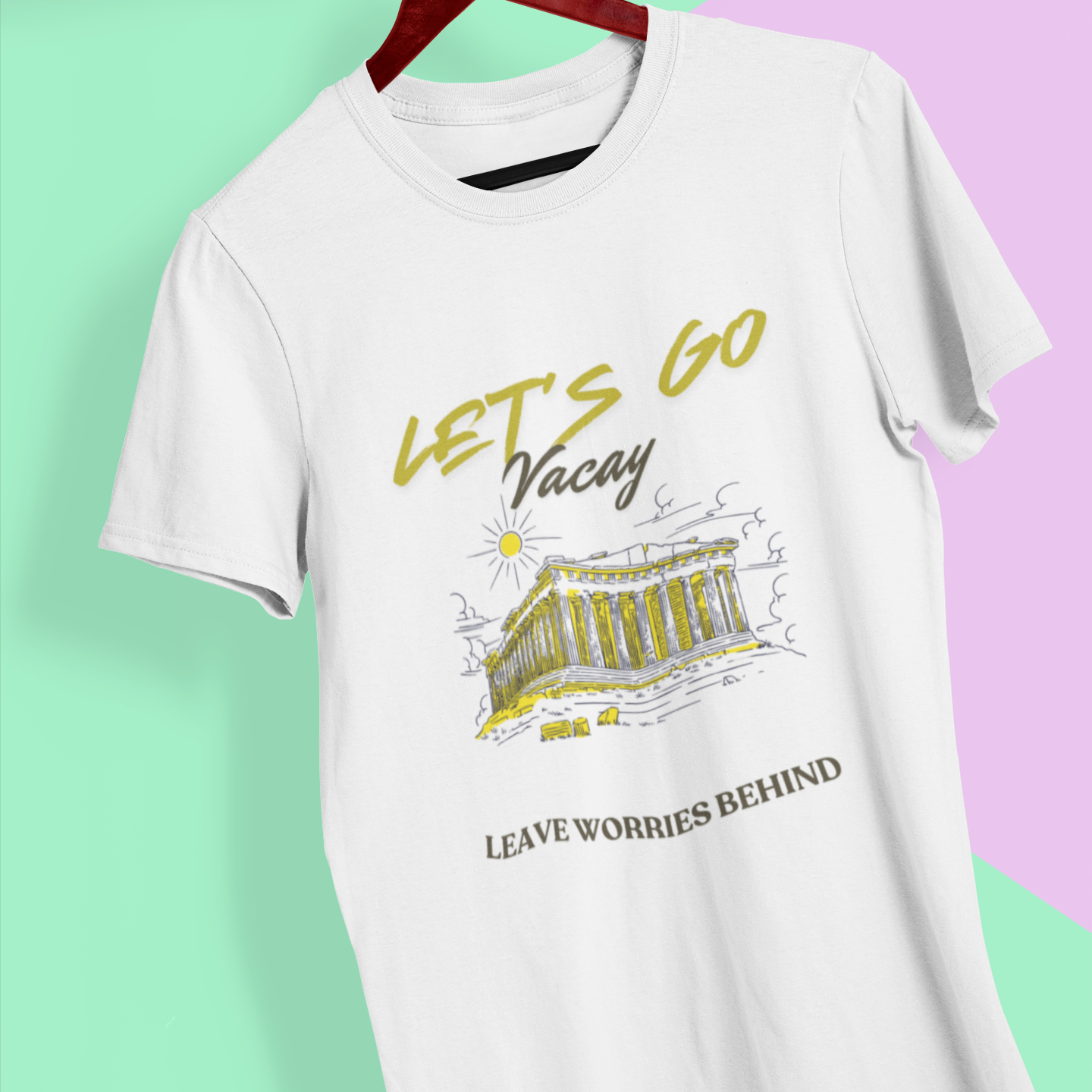 Let’s Go Vacay Kadın Basic Tişört – Yaz Tatili ve Seyahat Temalı Rahat Tişört