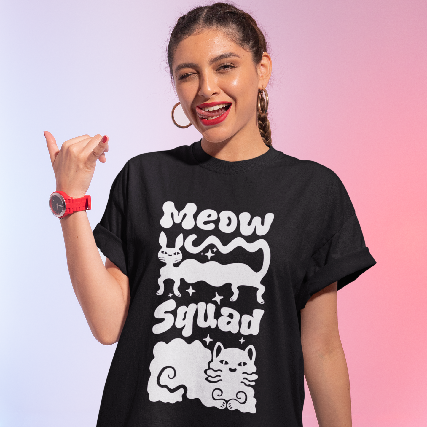 Meow Squad – Kadın Oversized Tişört